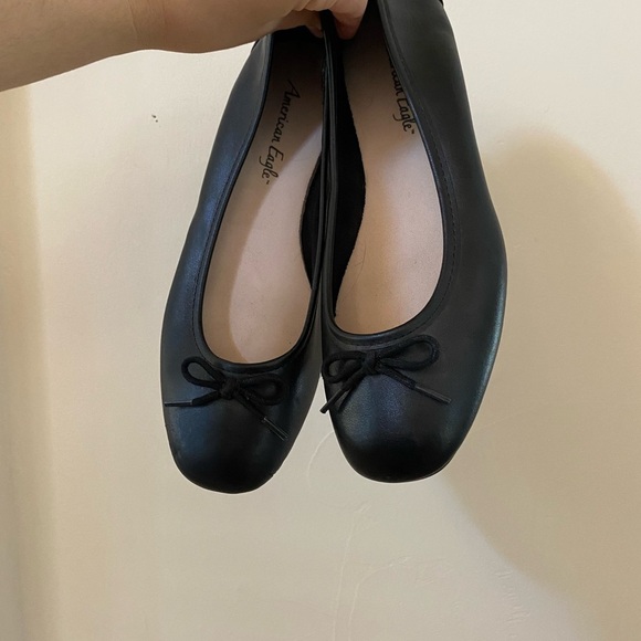 AMERICAN EAGLE WOMENS BLACK BALLET FLATS WITH BOW DETAIL SIZE 8W - Picture 5 of 5